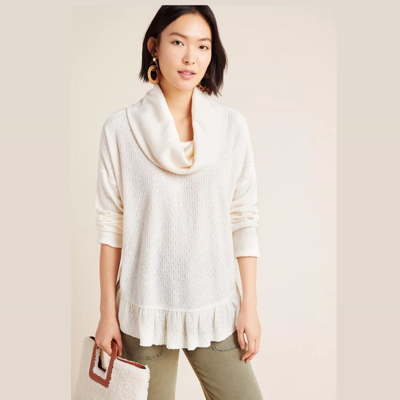 Anthropologie Tops - Anthropologie Maeve Addie Ruffled Hacci Pullover
